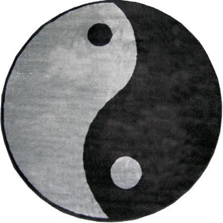 LA RUG, FUN RUGS LA Rug Fun Time Shape Ying Yang High Pile Rug - 51 Inch Round LA326469